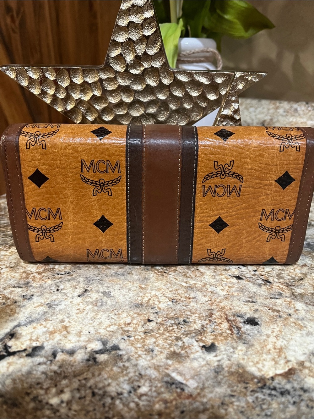 MCM EUC Visetos and Dark Brown Coated Canvas and Leather Trifold Wallet - Picture 3 of 10
